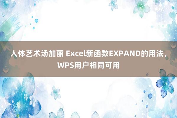 人体艺术汤加丽 Excel新函数EXPAND的用法，WPS用户相同可用