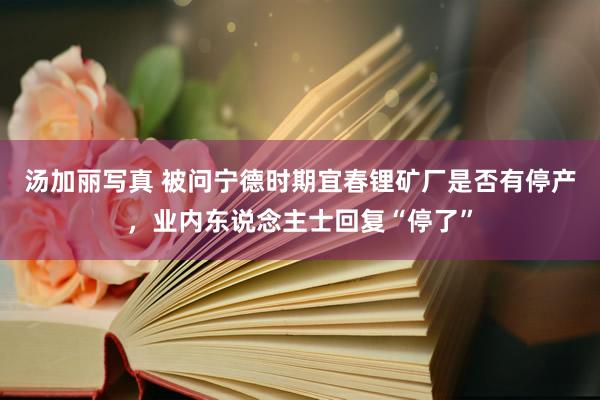 汤加丽写真 被问宁德时期宜春锂矿厂是否有停产，业内东说念主士回复“停了”