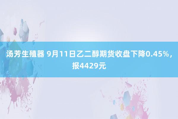 汤芳生殖器 9月11日乙二醇期货收盘下降0.45%，报4429元