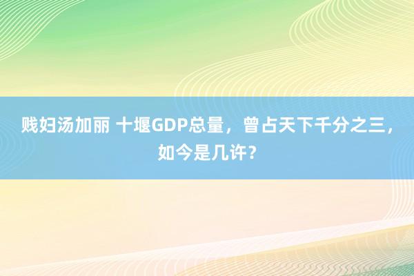 贱妇汤加丽 十堰GDP总量，曾占天下千分之三，如今是几许？