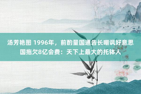 汤芳艳图 1996年，前酌量国通告长嘲讽好意思国拖欠8亿会费：天下上最大的托钵人