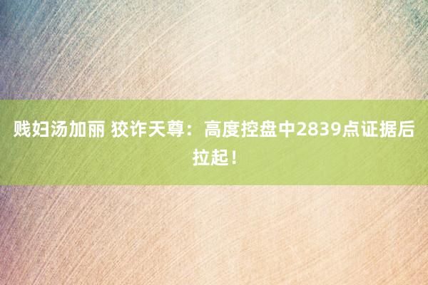 贱妇汤加丽 狡诈天尊：高度控盘中2839点证据后拉起！