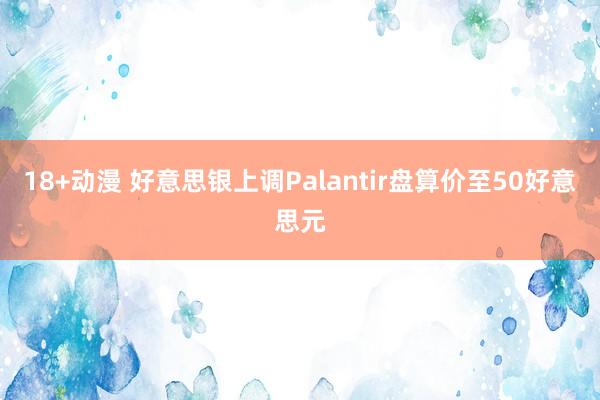 18+动漫 好意思银上调Palantir盘算价至50好意思元