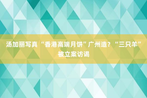 汤加丽写真 “香港高端月饼”广州造？“三只羊”被立案访谒