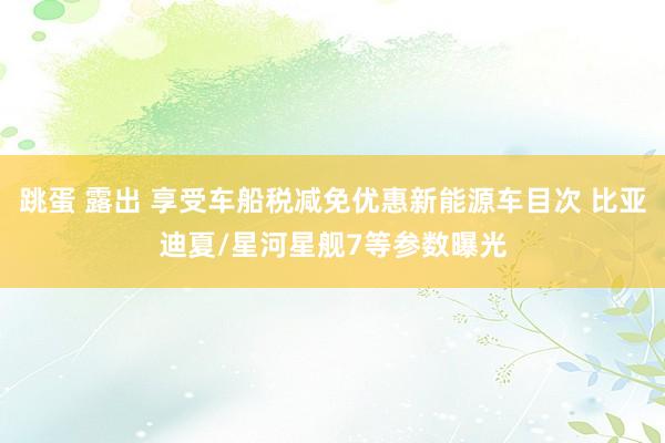 跳蛋 露出 享受车船税减免优惠新能源车目次 比亚迪夏/星河星舰7等参数曝光