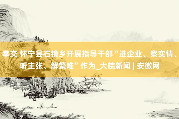 拳交 怀宁县石镜乡开展指导干部“进企业、察实情、听主张、解繁难”作为_大皖新闻 | 安徽网