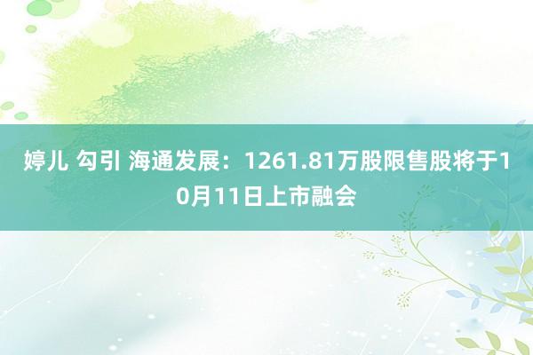 婷儿 勾引 海通发展：1261.81万股限售股将于10月11日上市融会