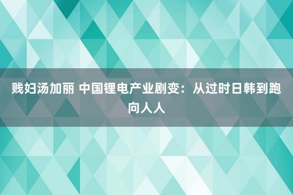 贱妇汤加丽 中国锂电产业剧变：从过时日韩到跑向人人