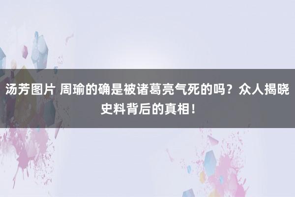 汤芳图片 周瑜的确是被诸葛亮气死的吗？众人揭晓史料背后的真相！