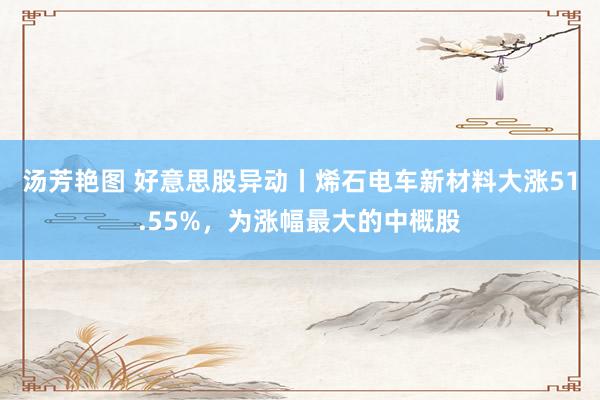 汤芳艳图 好意思股异动丨烯石电车新材料大涨51.55%，为涨幅最大的中概股