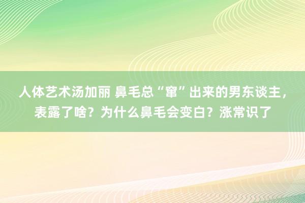 人体艺术汤加丽 鼻毛总“窜”出来的男东谈主，表露了啥？为什么鼻毛会变白？涨常识了