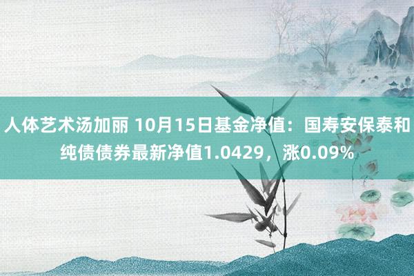 人体艺术汤加丽 10月15日基金净值：国寿安保泰和纯债债券最新净值1.0429，涨0.09%