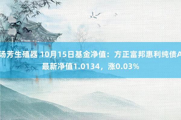 汤芳生殖器 10月15日基金净值：方正富邦惠利纯债A最新净值1.0134，涨0.03%