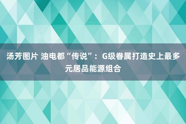 汤芳图片 油电都“传说”：G级眷属打造史上最多元居品能源组合