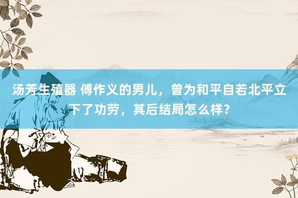 汤芳生殖器 傅作义的男儿，曾为和平自若北平立下了功劳，其后结局怎么样？