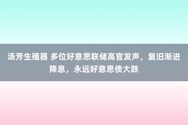 汤芳生殖器 多位好意思联储高官发声，复旧渐进降息，永远好意思债大跌