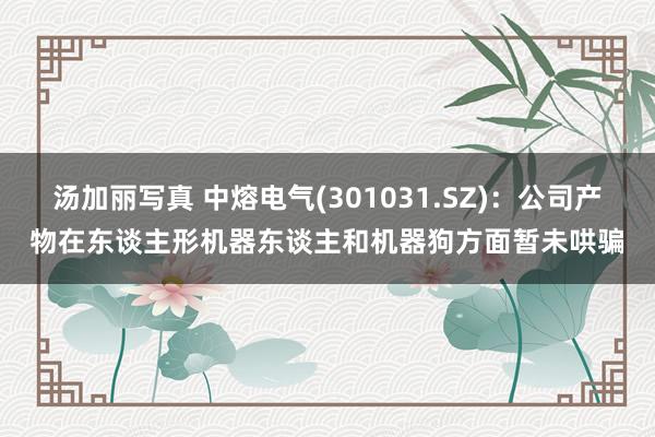 汤加丽写真 中熔电气(301031.SZ)：公司产物在东谈主形机器东谈主和机器狗方面暂未哄骗