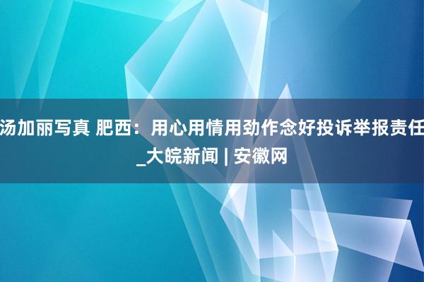 汤加丽写真 肥西：用心用情用劲作念好投诉举报责任_大皖新闻 | 安徽网