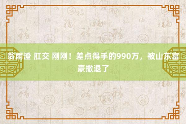 翁雨澄 肛交 刚刚！差点得手的990万，被山东富豪撤退了