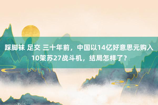 踩脚袜 足交 三十年前，中国以14亿好意思元购入10架苏27战斗机，结局怎样了？