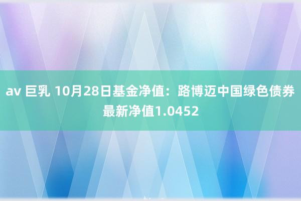 av 巨乳 10月28日基金净值：路博迈中国绿色债券最新净值1.0452