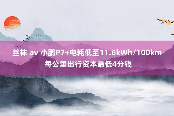 丝袜 av 小鹏P7+电耗低至11.6kWh/100km 每公里出行资本最低4分钱