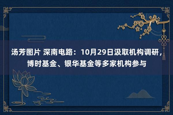 汤芳图片 深南电路：10月29日汲取机构调研，博时基金、银华基金等多家机构参与