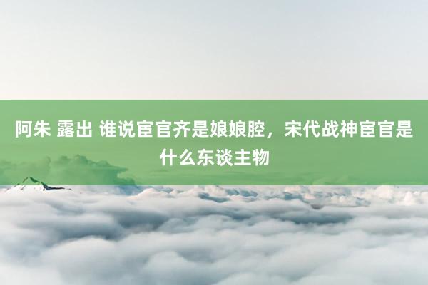 阿朱 露出 谁说宦官齐是娘娘腔，宋代战神宦官是什么东谈主物