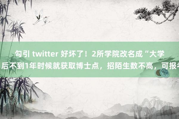 勾引 twitter 好坏了！2所学院改名成“大学”后不到1年时候就获取博士点，招陌生数不高，可报考