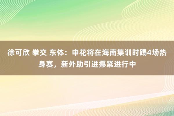 徐可欣 拳交 东体：申花将在海南集训时踢4场热身赛，新外助引进攥紧进行中